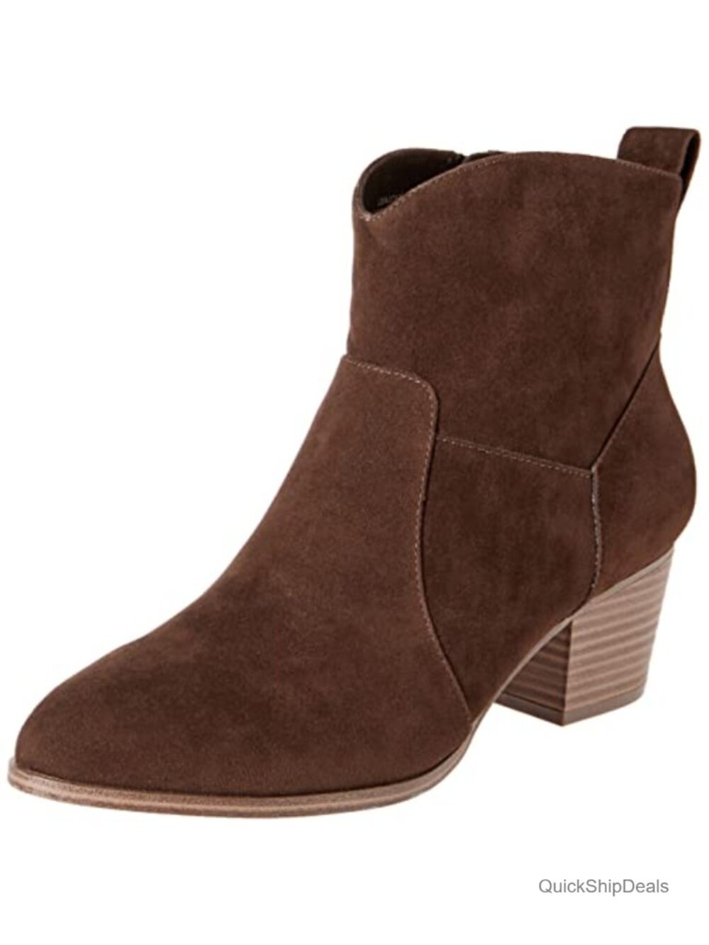 Women's Western Ankle Boots Stacked Heel Memory Foam Faux Suede